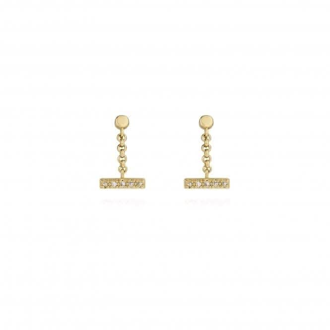Demi Gold Pave Bar Drop Earrings 4459
