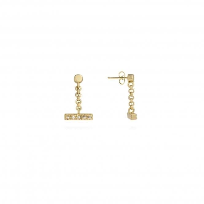 Demi Gold Pave Bar Drop Earrings 4459