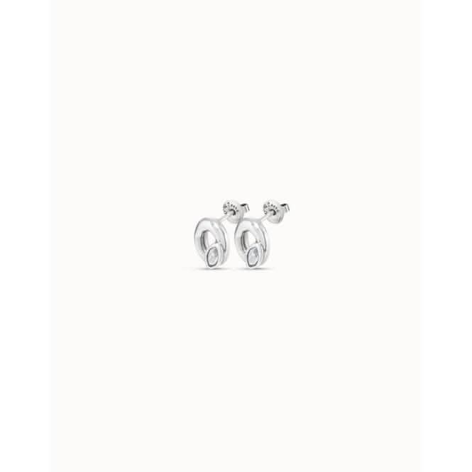 Details White Metal Faceted Crystal Earrings