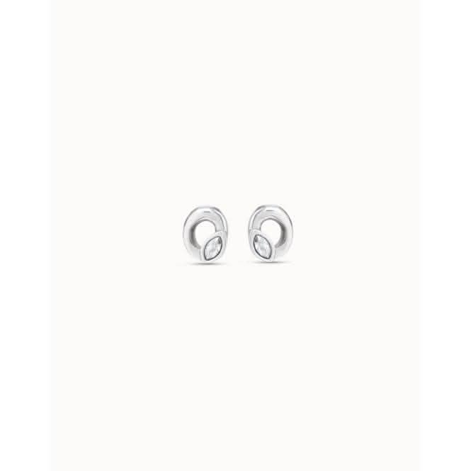 Details White Metal Faceted Crystal Earrings