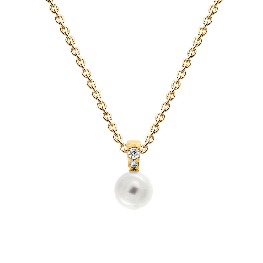 Dew 6mm Freshwater Pearl Gold Plate with Zirconia Bale Pendant 9352GFPC