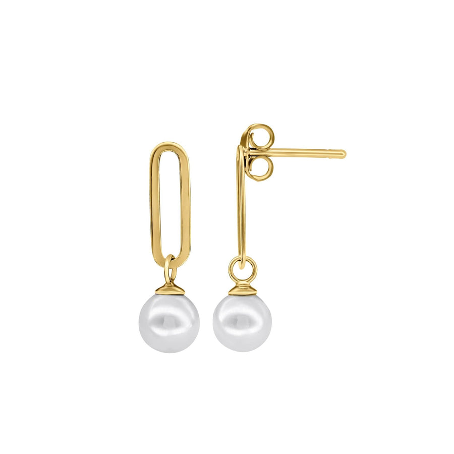 Dew 6mm Shell Pearl Gold Plate Oval Link Stud Drops 56923GSH