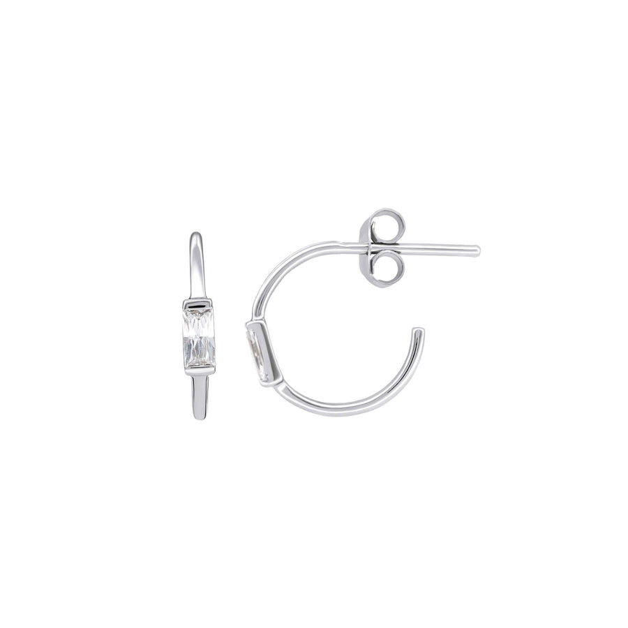 Dew Baguette Zirconia 13mm Stud Hoops 52411CZ