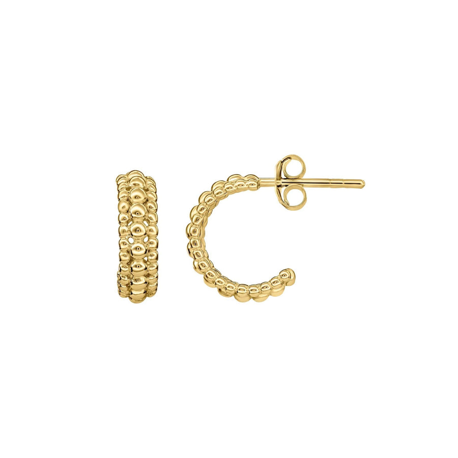 Dew Gold Plate 13mm Triple Beaded Stud Hoops 66861GD