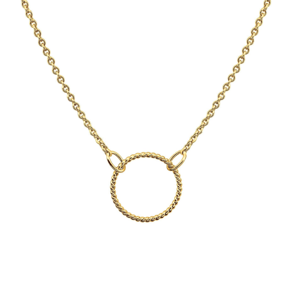 Dew Gold Plate Open Circle Rope Twist 18" Necklace 97707GD