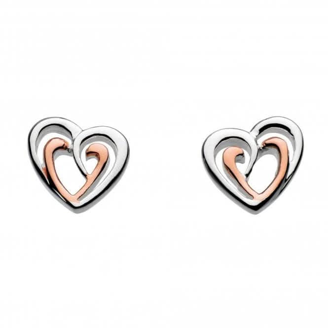 Dew Silver Amena Double Heart Rose Gold plate Earrings 4493RG016Dew4493RG016