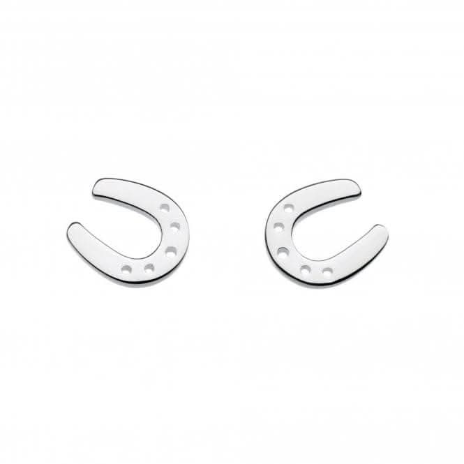 Dew Silver Dinky Hoofing Around Horseshoe Stud Earrings 4474HP015