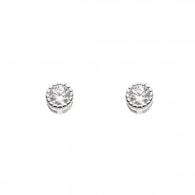 Dew Silver Dinky Vintage Style Cubic Zirconia Stud Earrings 3717CZ021
