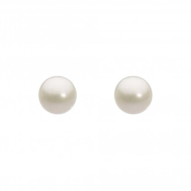 Dew Silver Freshwater Button Pearl 5.5mm Stud Earrings 3012FP