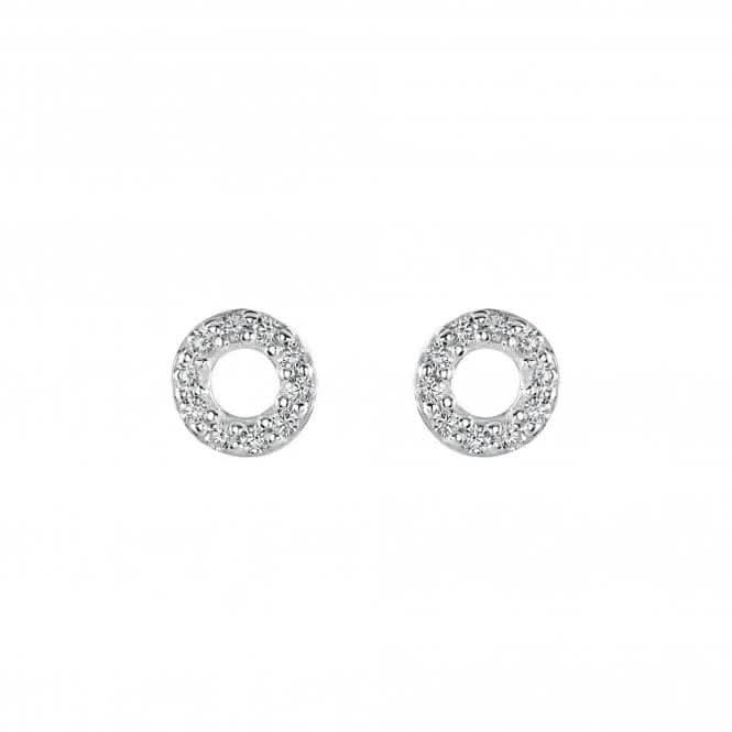Dew Silver Open Cubic Zirconia Mini open Circle Stud Earrings 3547CZ027