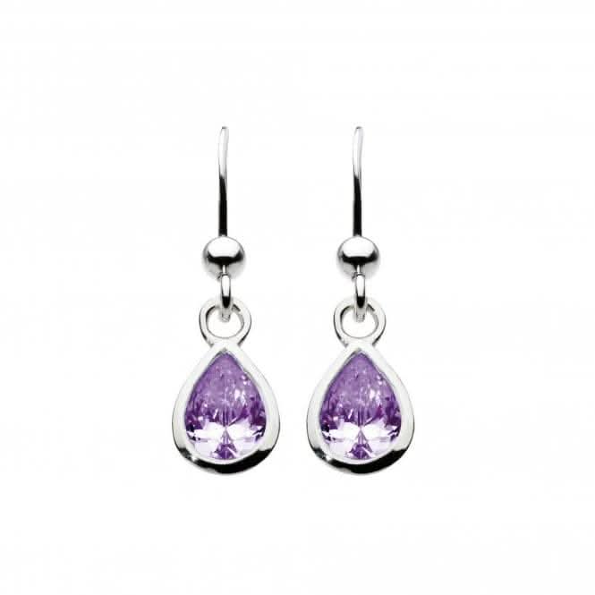 Dew Sterling Silver Amethyst Tear Stone Drop Earrings 5031AM