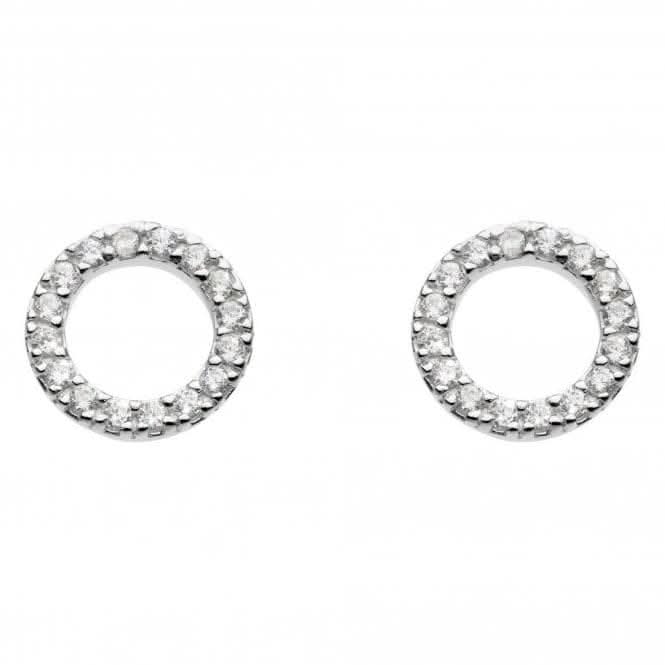 Dew Sterling Silver Cubic Zirconia Open Circle Stud Earrings 3882CZ020