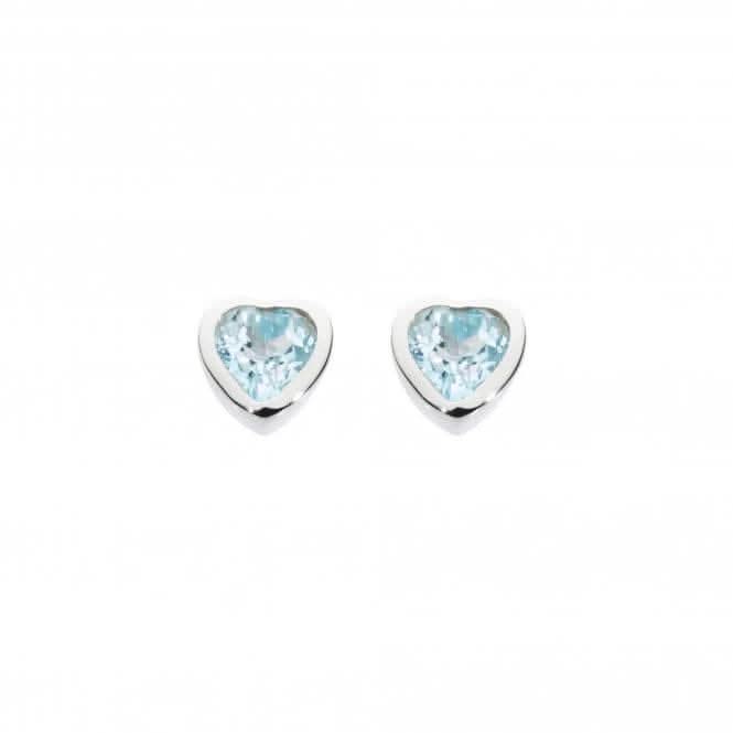 Dew Sterling Silver Dinky Blue Topaz Heart Studs Earrings 3035BT