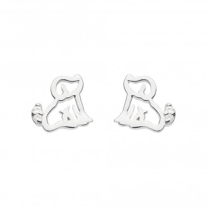 Dew Sterling Silver Dinky Dog with Cubic Zirconia Stud Earrings 3561CZ