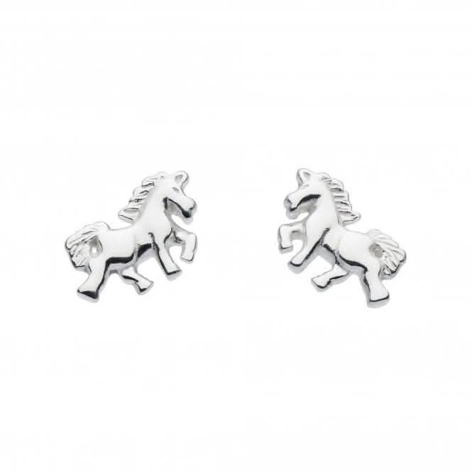 Dew Sterling Silver Dinky Mythical Unicorn Stud Earrings 4669HP