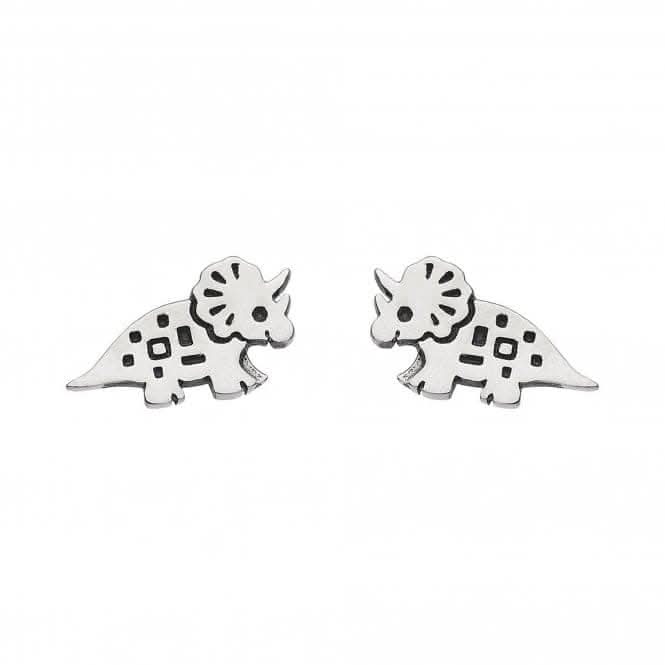Dew Sterling Silver Dinky Oxidised Triceratop Stud Earrings 4546OX