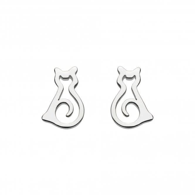 Dew Sterling Silver Dinky Pussy Cat Stud Earrings 4046HP