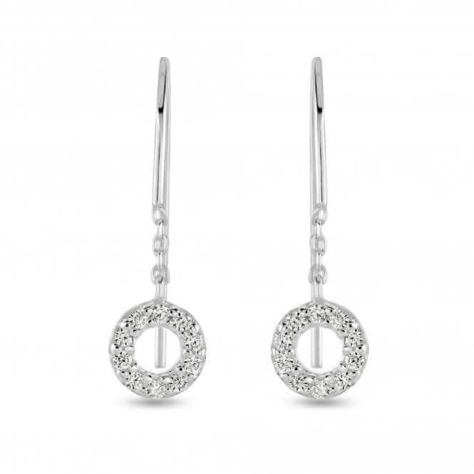 Dew Sterling Silver Open Cubic Zirconia Mini Circle Drop Earrings 5547CZ027