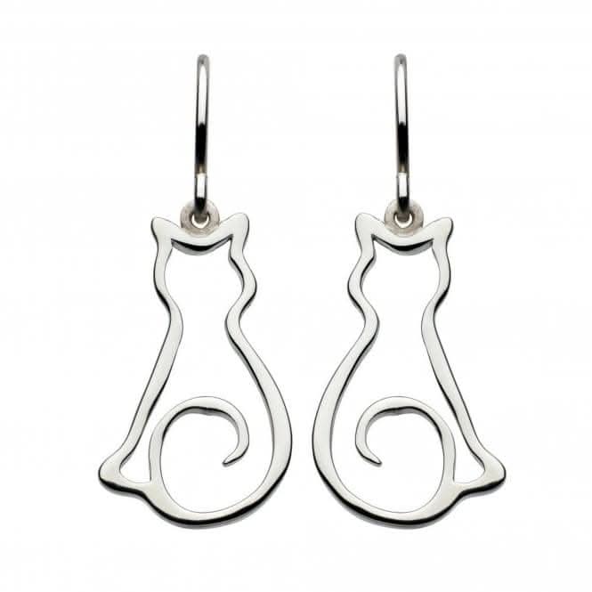 Dew Sterling Silver Pussy Cat Drop Earrings 6046HP014