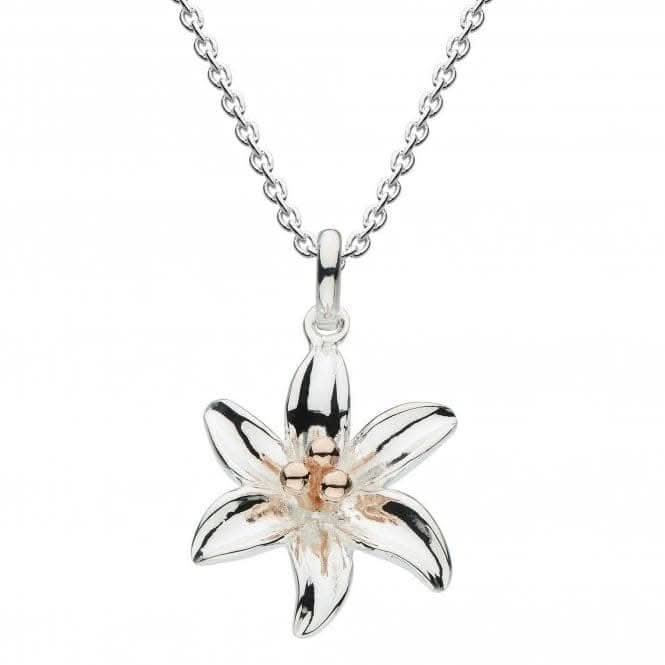Dew Sterling Silver Tiger Lily with Rose Gold Plate Pendant 9083RG024