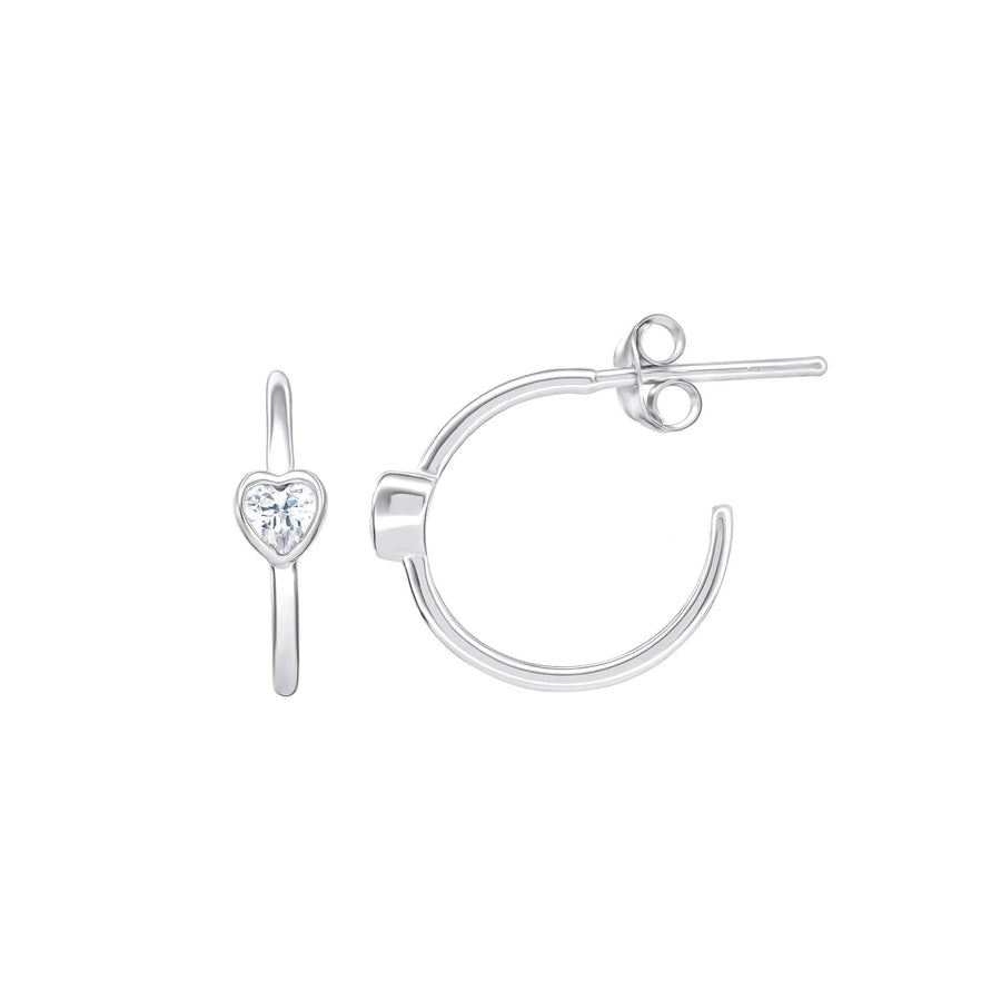 Dew Zirconia 16mm Heart Stud Hoops 56818CZ
