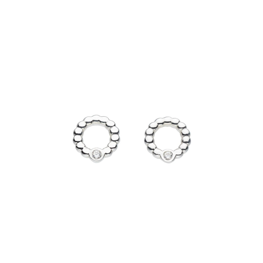 Dew Zirconia Beaded Open Circle Studs 33224CZ