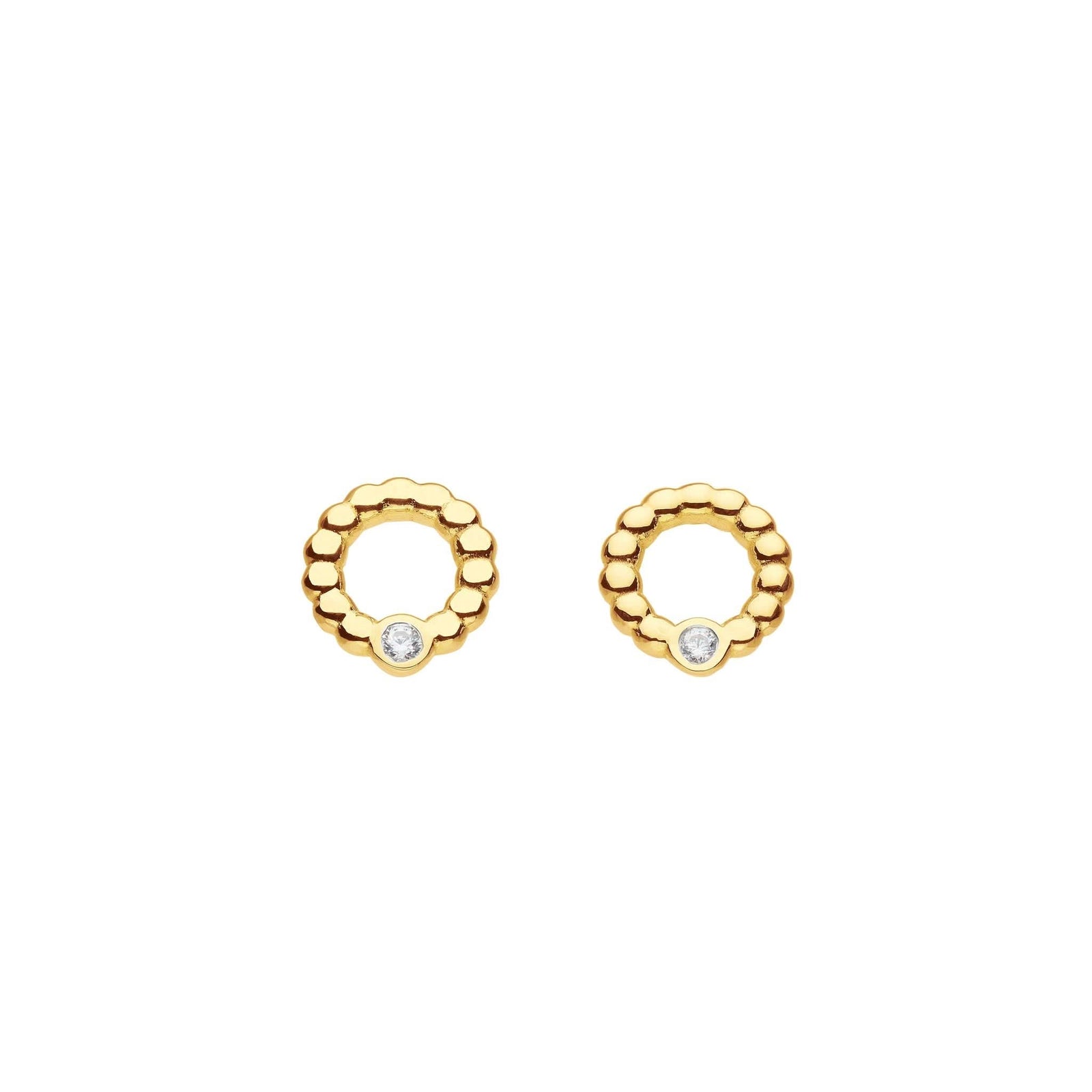 Dew Zirconia Gold Plate Beaded Open Circle Studs 33224GCZDew33224GCZ