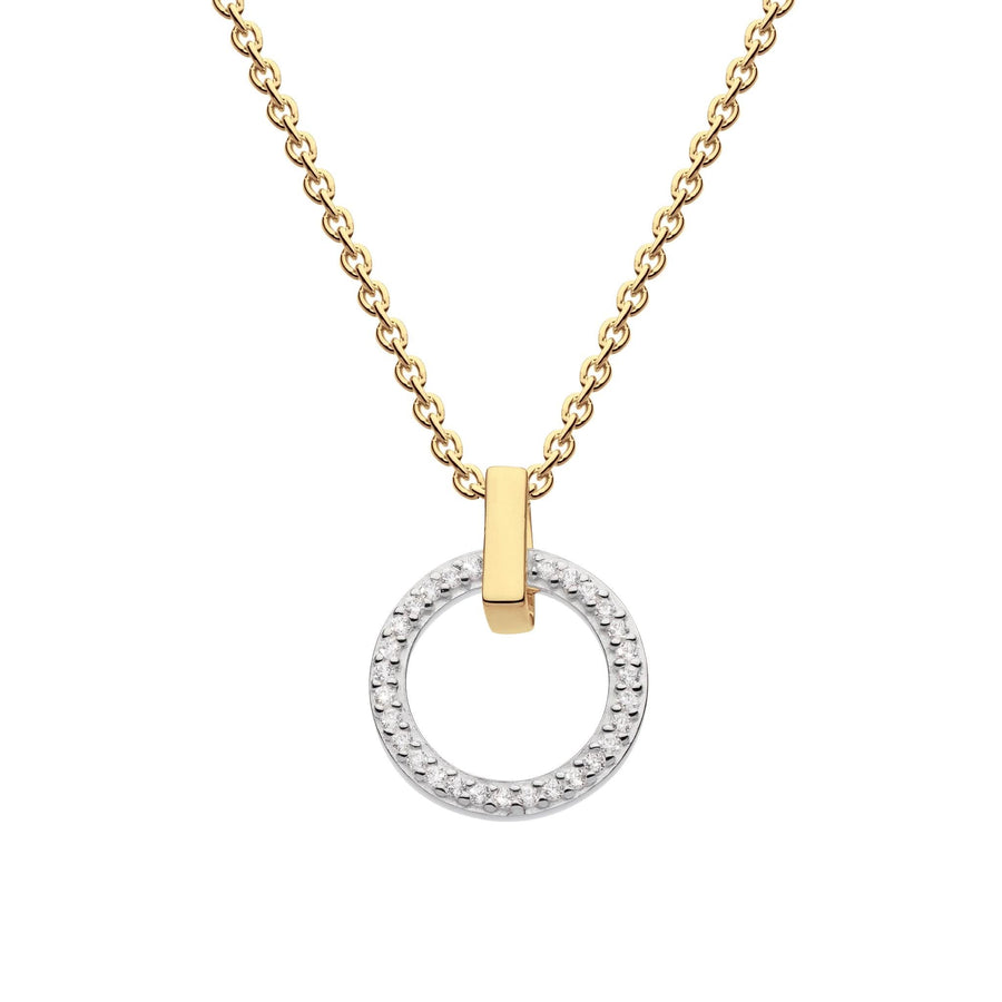 Dew Zirconia Gold Plate Open Circle Bar Pendant 96820GCZ