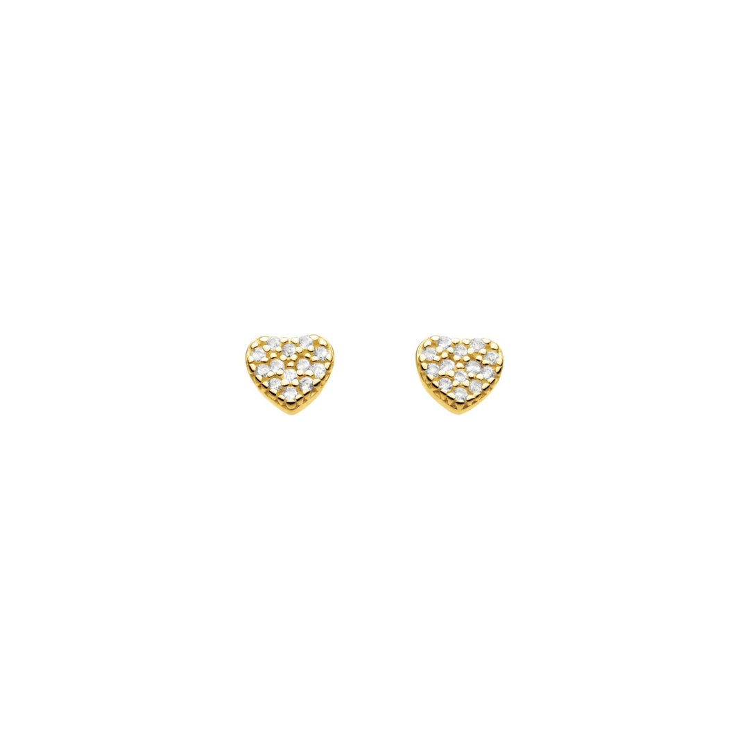 Dew Zirconia Pave Gold Plate Small Heart Studs 38762GCZDew38762GCZ