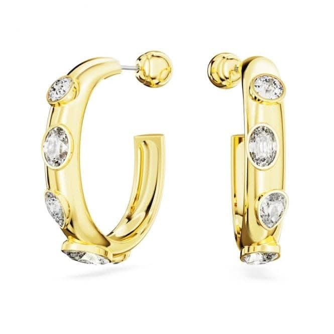 Dextera Mixed Cuts White Gold-tone Plated Hoop Earrings 5663261