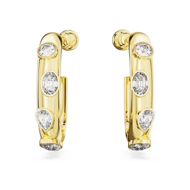 Dextera Mixed Cuts White Gold-tone Plated Hoop Earrings 5663261