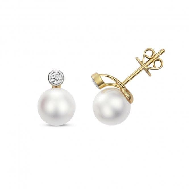 Diamond Akoya Pearl Earrings EDQ225