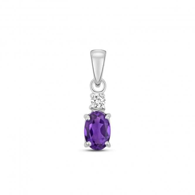 Diamond And Amethyst Oval Pendant PD240WA