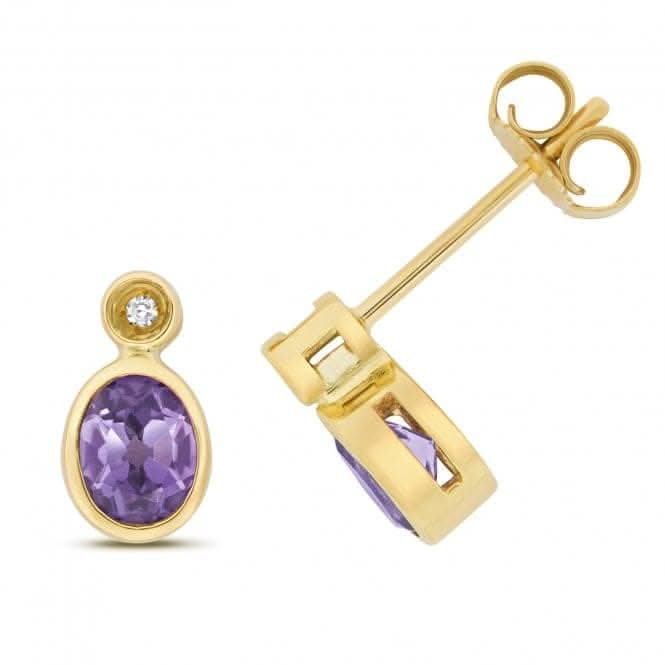 Diamond And Amethyst Stud Earrings ED260A