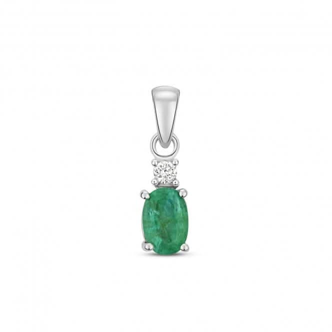 Diamond And Emerald Oval Pendant PD240WE