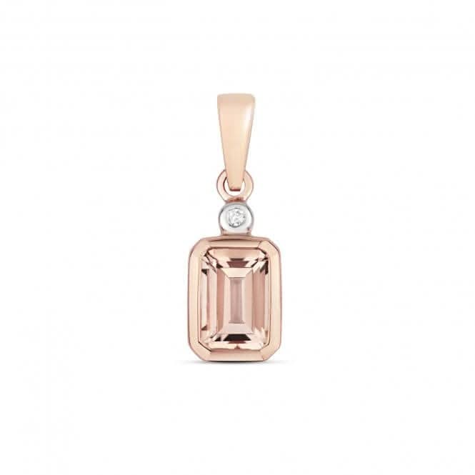 Diamond And Morganite Emerald Cut Pendant PD271RM