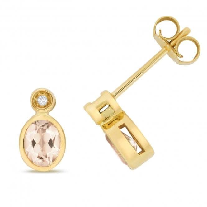 Diamond And Morganite Oval Stud Earrings ED260M