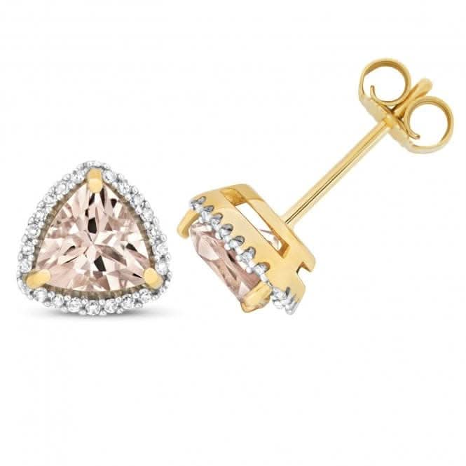 Diamond And Morganite Trillion Stud Earrings ED256MGemstones JewelleryED256M