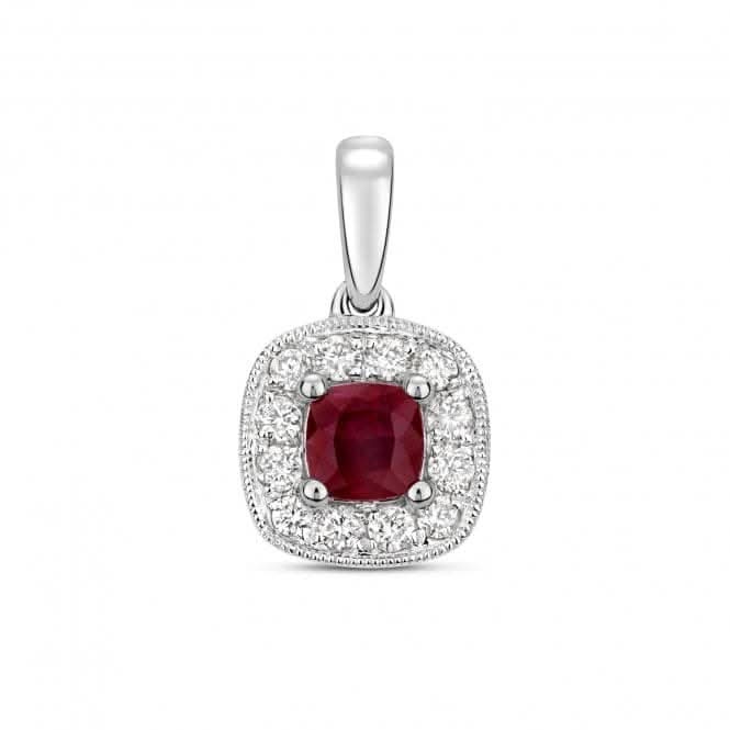 Diamond And Ruby Cushion Pendant PD242WRGemstones JewelleryPD242WR