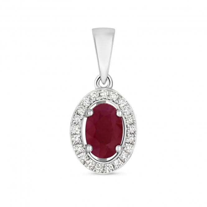 Diamond And Ruby Halo Oval Pendant PD238WRGemstones JewelleryPD238WR