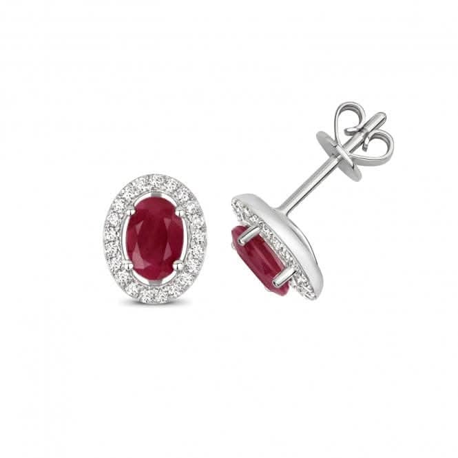Diamond And Ruby Halo Stud Earrings ED247WR