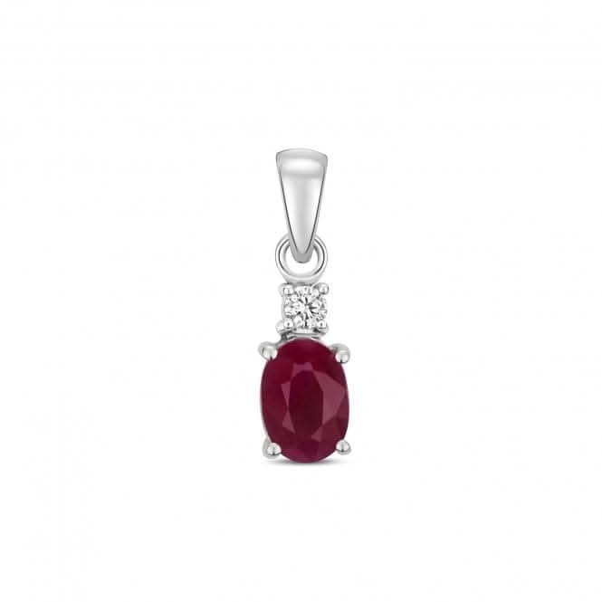 Diamond And Ruby Oval Pendant PD240WR