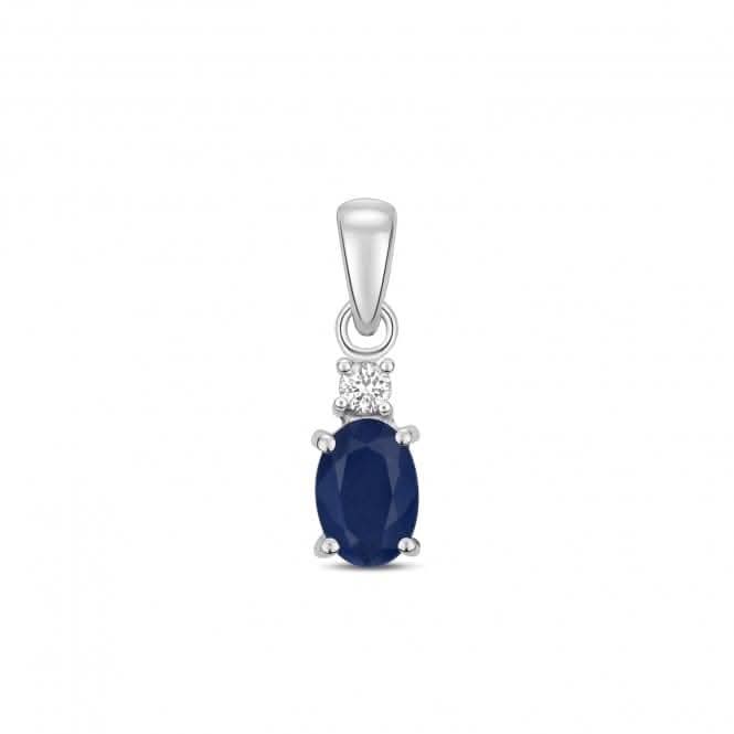 Diamond And Sapphire Oval Pendant PD240WS