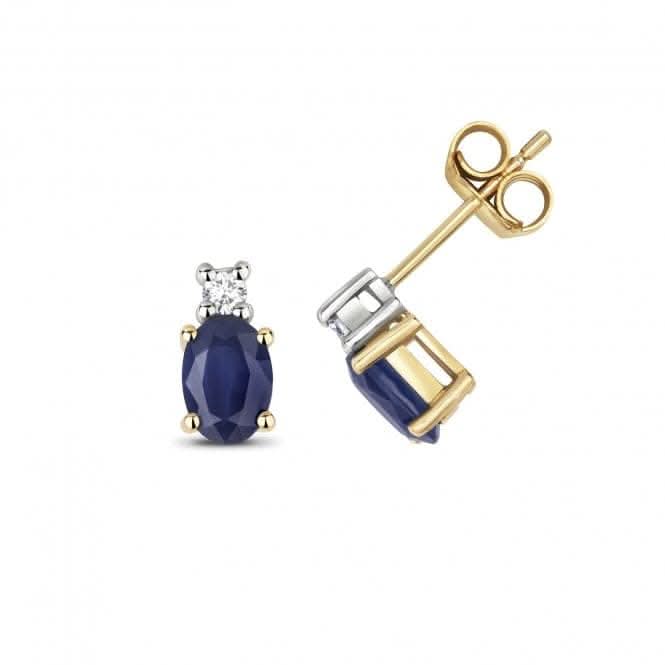 Diamond And Sapphire Oval Stud Earrings ED249S