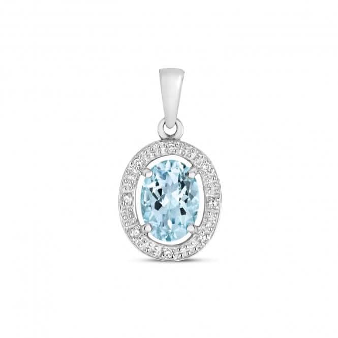 Diamond & Aquamarine Halo Pendant PD251WAQ