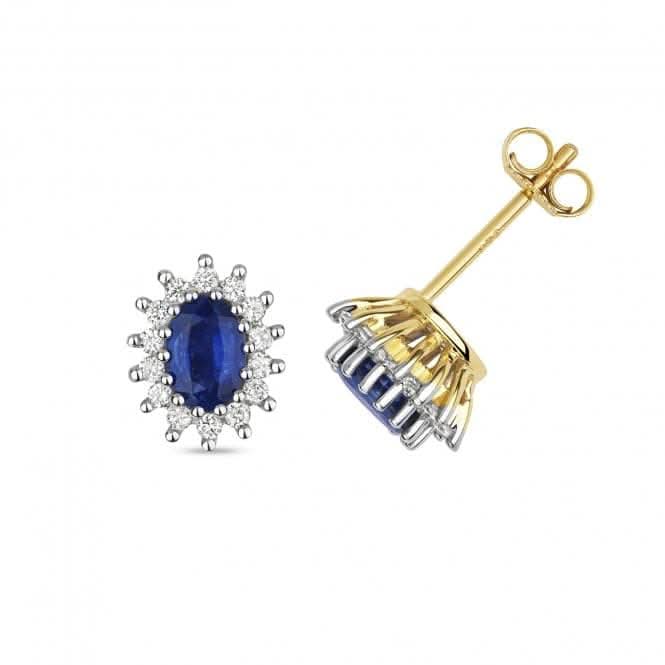 Diamond Cluster 6X4 Oval SAPPHIRE Stud Earrings ED231S