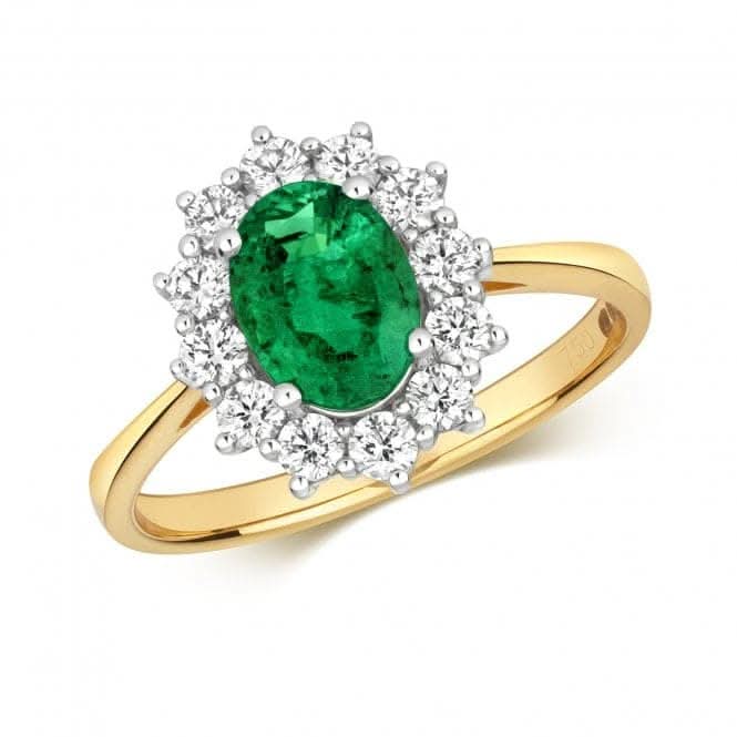 Diamond Cluster Oval Emerald Ring RDQ431EGemstones JewelleryRDQ431E/J