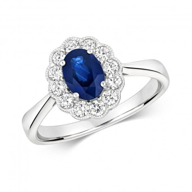 Diamond Cluster Oval Sapphire Ring RDQ432WSGemstones JewelleryRDQ432WS/J