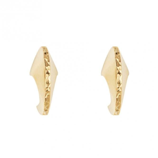 Diamond Cut Arc Stud Yellow Gold Earrings GE2408