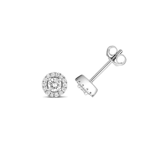 Diamond Halo Stud Earrings ED316W